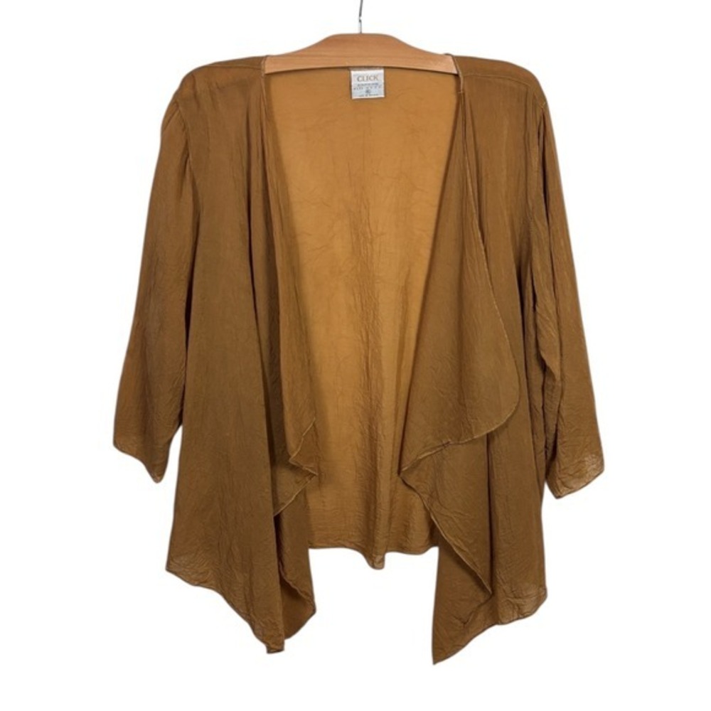 Vtg Click Color Me Cotton Womens Open Front Cardigan Kimono Gold‎ XL Cupro Fairy